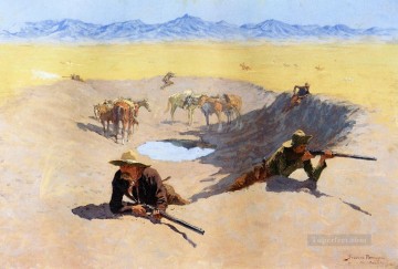 vaquero de indiana Painting - Lucha por el pozo de agua vaquero Frederic Remington